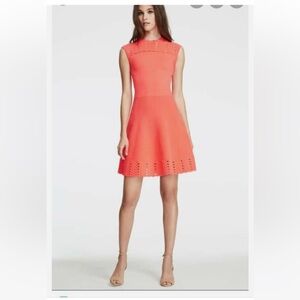 NWT Ted Baker Women's Size U.S. 6-8 Jacquard Panel Skater Dress Mid Orange